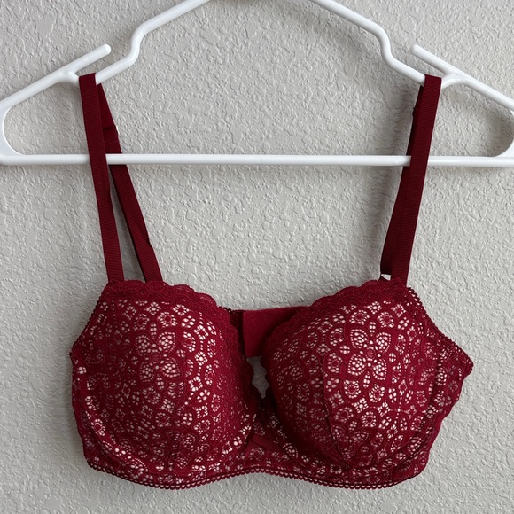 Victoria's Secret Other - Victoria's Secret Deep Red Lace Dream Angels Lined Demi sz 36C